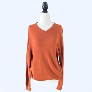 Sebastian Cooper Men’s Orange Cotton Cashmere Old Money Preppy Sweater Medium